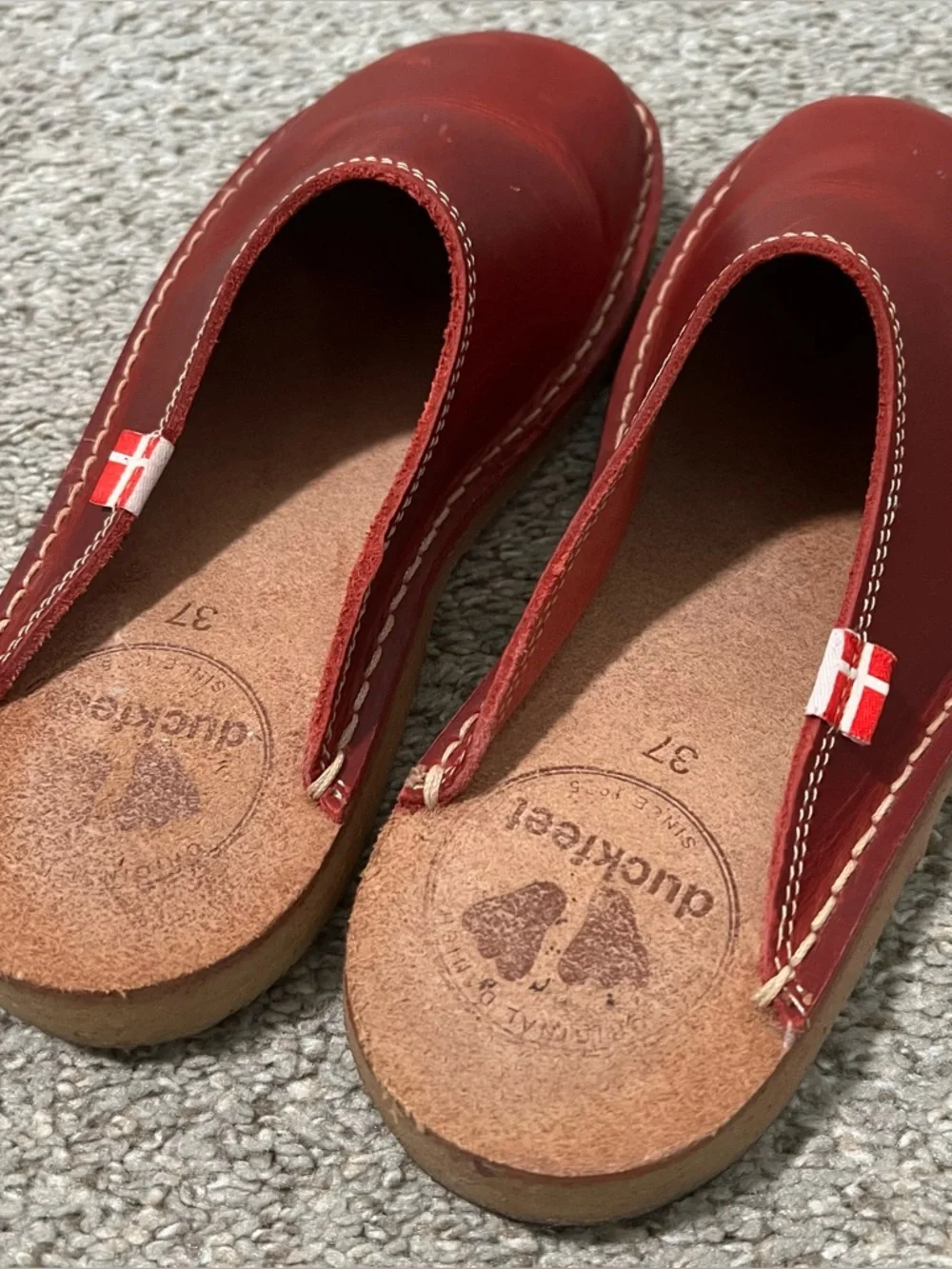 Duckfeet Red Handmade Blåvand' Mules Slip-ons - Clogs Slides Size 37 6.5/7 - Picture 6 of 10